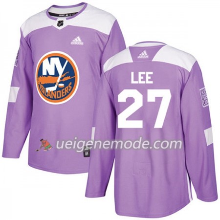 Herren Eishockey New York Islanders Trikot Anders Lee 27 Adidas 2017-2018 Lila Fights Cancer Practice Authentic